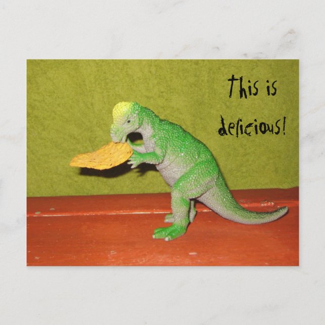 Dinosaur and Corn Chip Postcard (Front)