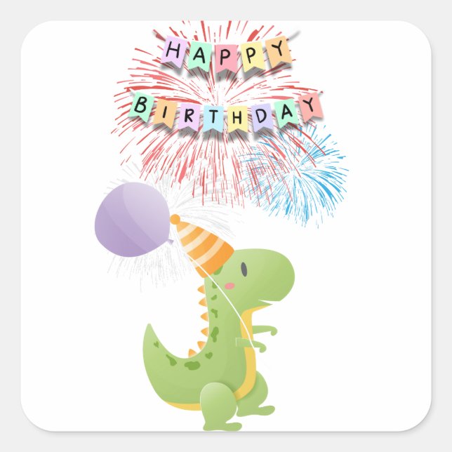 Dinosaur and Cupcake Birthday Stickers  (Front)