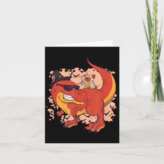 Dinosaur And Dog - Funny Halloween Card (Front)