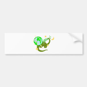 Dinosaur and globe bumper sticker