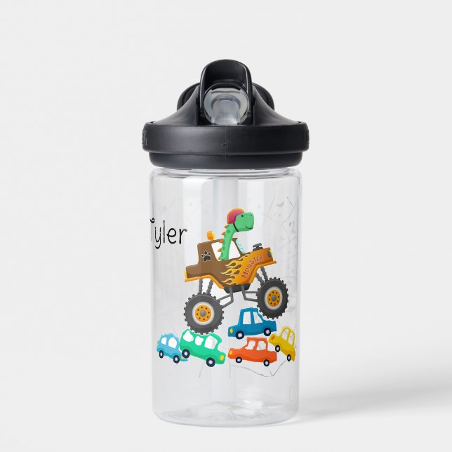 Dinosaur and Monster Truck Water Bottle (Front)