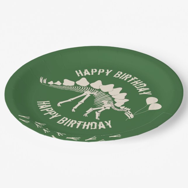 Dinosaur and Party Balloons Paper Plate (Angled)