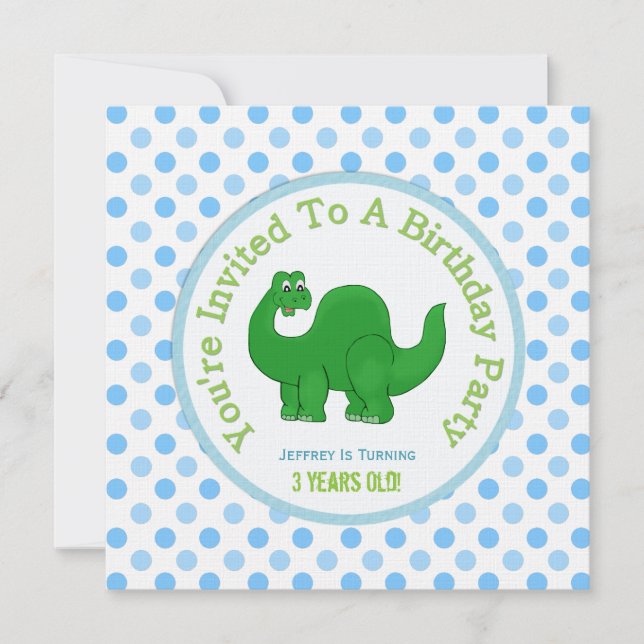 Dinosaur And Polka Dot : Party Invitation (Front)