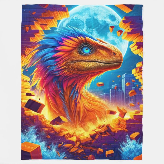 Dinosaur Art Fleece Blanket (Front)