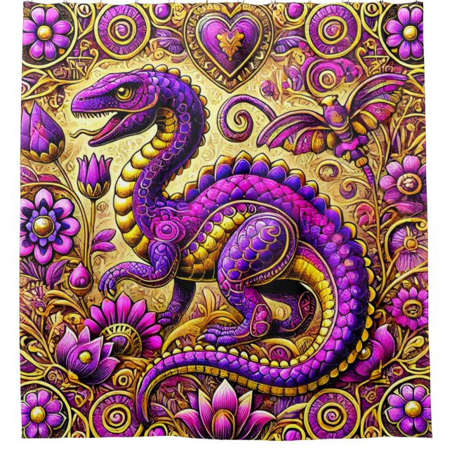 Dinosaur Art Shower Curtain (Front)