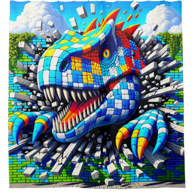 Dinosaur Art Shower Curtain (Front)