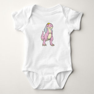 Dinosaur as Bride at Wedding with Veil Baby Bodysuit