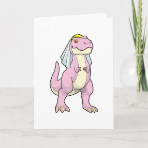 Dinosaur as Bride at Wedding with Veil Card