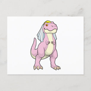 Dinosaur as Bride at Wedding with Veil Postcard