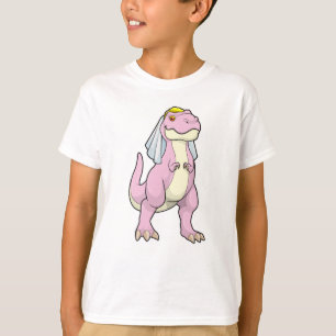 Dinosaur as Bride at Wedding with Veil T-Shirt