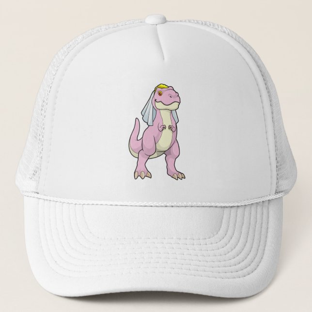 Dinosaur as Bride at Wedding with Veil Trucker Hat (Front)