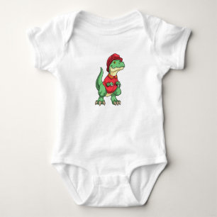 Dinosaur as Firefighter with Fire helmet Baby Bodysuit