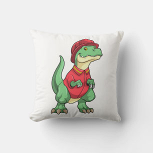 Dinosaur as Firefighter with Fire helmet Cushion