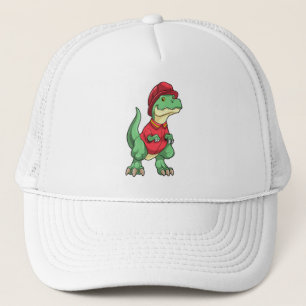 Dinosaur as Firefighter with Fire helmet Trucker Hat