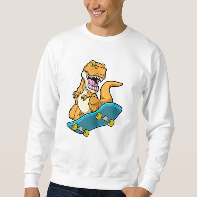 Dinosaur as Skater with Skateboard Sweatshirt (Front)