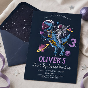 Dinosaur Astronaut 3rd Birthday Invitation