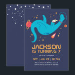 Dinosaur Astronaut Outer Space Kids Birthday Invitation<br><div class="desc">Cute design for kids,  boys or girls who love astronaut,  outer space,  rocket,  universe,  planets,  stars and galaxy. Perfect for space theme birthday party. You can customise the wording to fit other occasions.</div>
