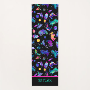 Dinosaur Astronauts Watercolor Space Personalised Yoga Mat