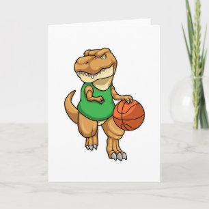 Dinosaur at Sports with Basketball Card