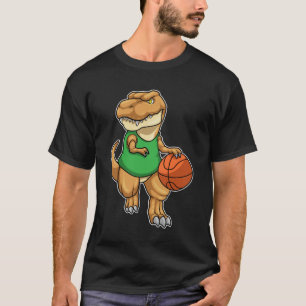 Dinosaur at Sports with Basketball T-Shirt