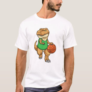 Dinosaur at Sports with Basketball T-Shirt
