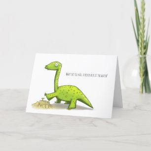 Dinosaur at the Beach Birthday Card