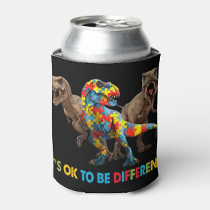 Dinosaur Autism Awareness design features a dinosa Can Cooler