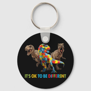 Dinosaur Autism Awareness design features a dinosa Key Ring
