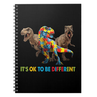Dinosaur Autism Awareness design features a dinosa Notebook