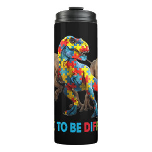 Dinosaur Autism Awareness design features a dinosa Thermal Tumbler