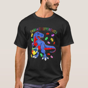 Dinosaur Autism Awareness Embrace Differences Puzz T-Shirt