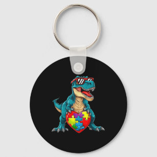 Dinosaur Autism Awareness Puzzle Pieces Boys Kids Key Ring