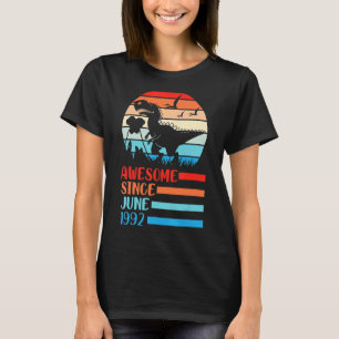 Dinosaur Awesome Since June 1992 Happy Birthday 30 T-Shirt