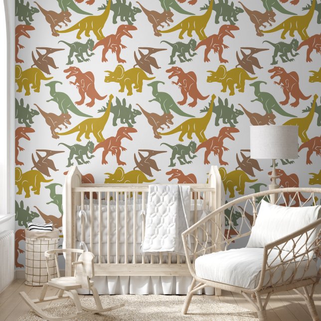 Dinosaur Baby Boy Nursery Peel & Stick Removable Wallpaper (Kids)