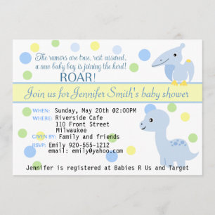 Dinosaur Baby Boy Shower Invitation customisable