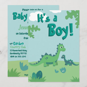 Dinosaur Baby boy shower party invitation