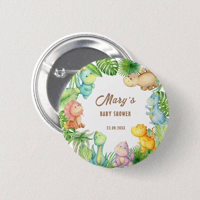 Dinosaur Baby Shower 6 Cm Round Badge (Front & Back)