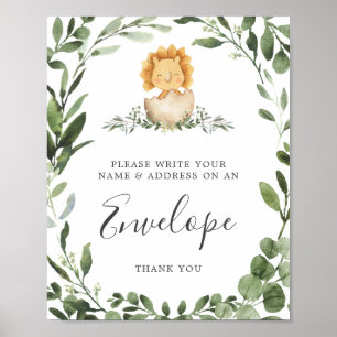 Dinosaur Baby Shower Address Envelope Sign