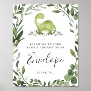 Dinosaur Baby Shower Address Envelope Sign