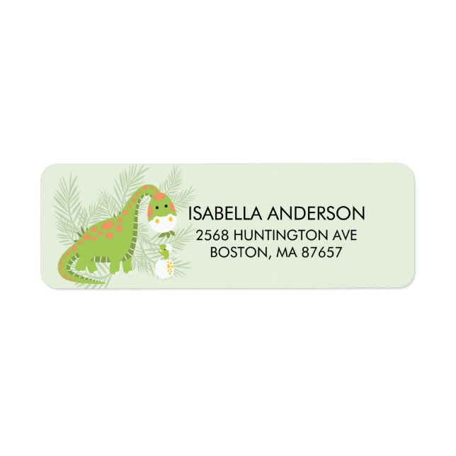 Dinosaur Baby Shower Address Label (Front)