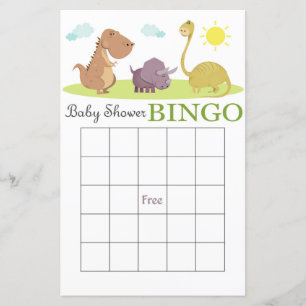 Dinosaur  baby shower bingo card
