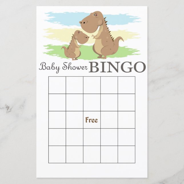Dinosaur baby shower bingo card,Dinosaur bingo (Front)