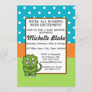 Dinosaur Baby Shower   Blue & Green Invitation