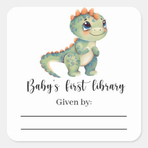 Dinosaur - Baby Shower bookplate, books for baby Square Sticker