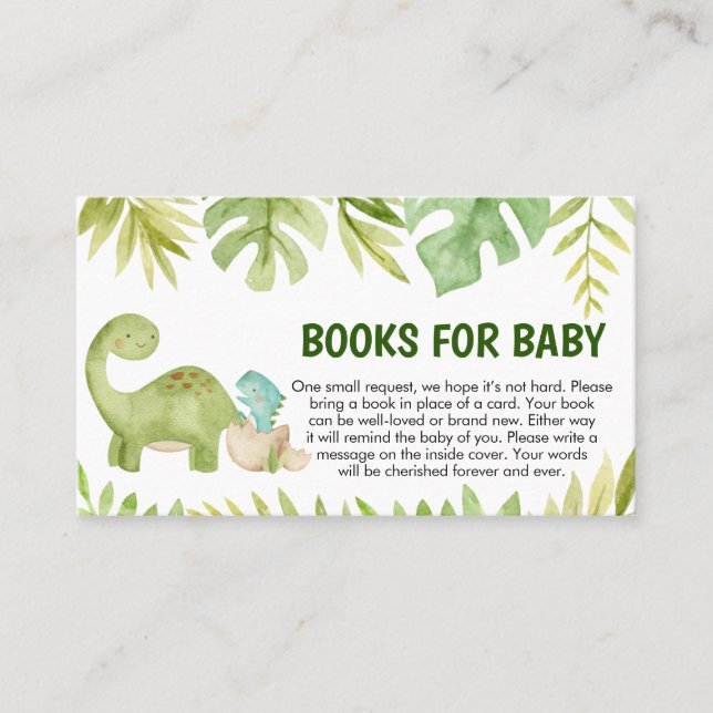 Dinosaur Baby Shower Books for Baby Business Card (Front)