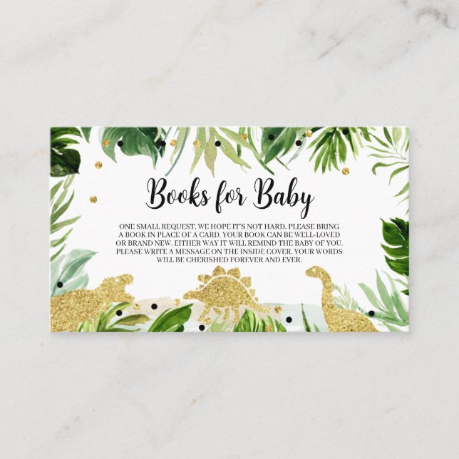 Dinosaur Baby Shower Books for Baby Business Card (Front)