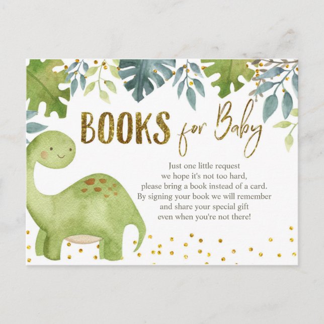Dinosaur Baby Shower Books for Baby Card (Front)