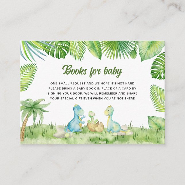 Dinosaur Baby Shower Books for baby Enclosure Card (Front)