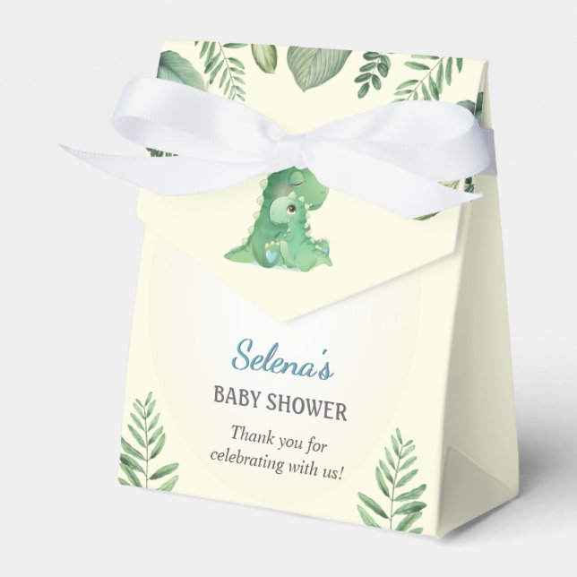 Dinosaur Baby Shower Boy Sprinkle Gift Treat Bag Favour Box (Front Side)