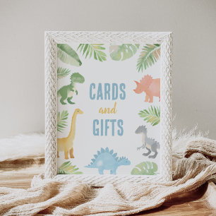 Dinosaur Baby Shower Cards and Gifts Sign